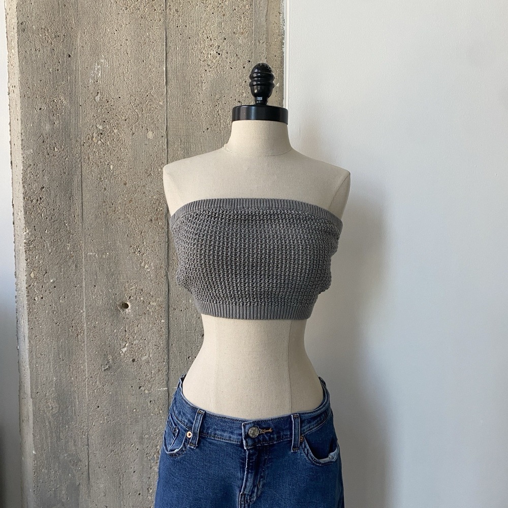 Love Tree Crochet Knit Dark Grey‎ Bandeau Size Medium Summer 1449